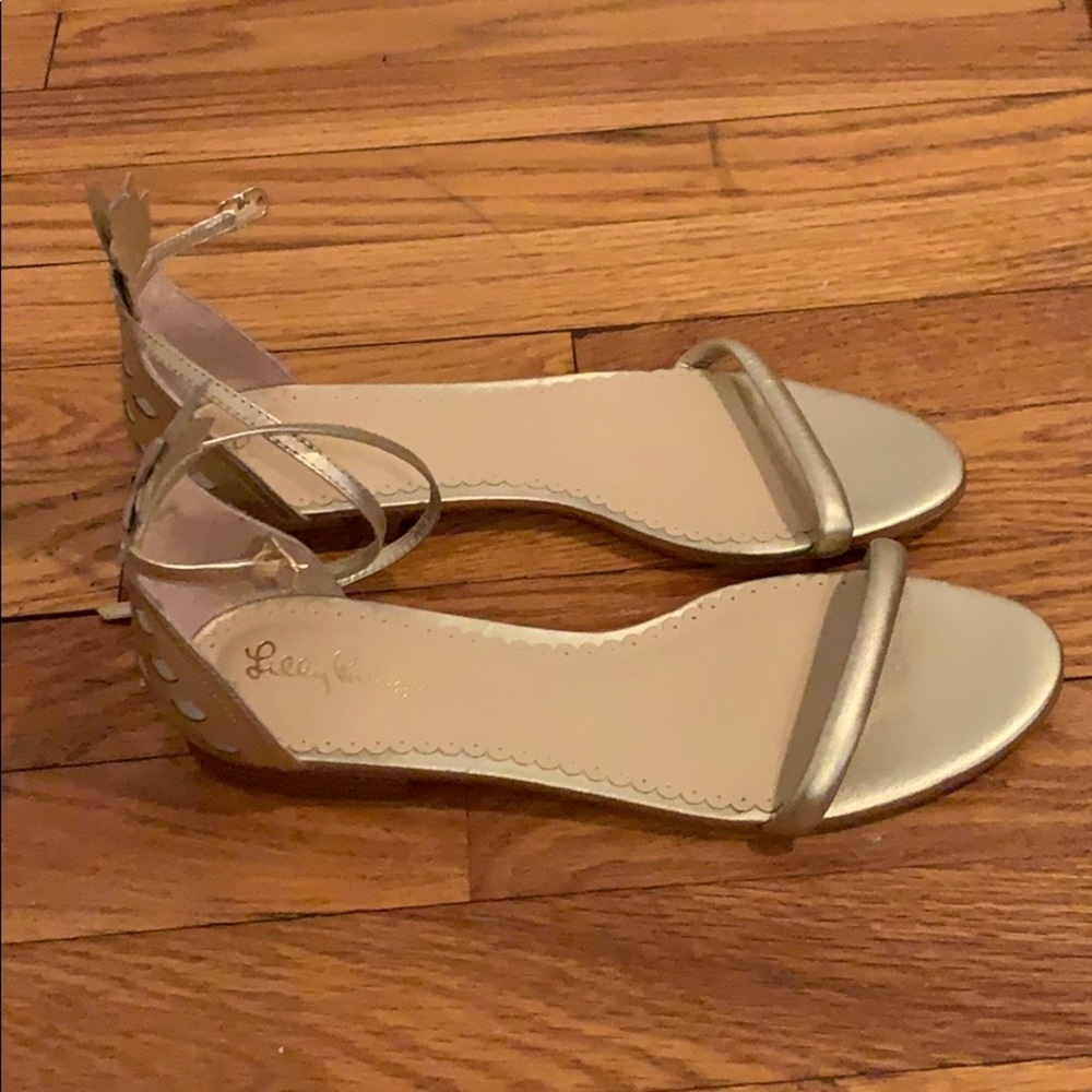 Lilly Pulitzer gold pineapple sandals